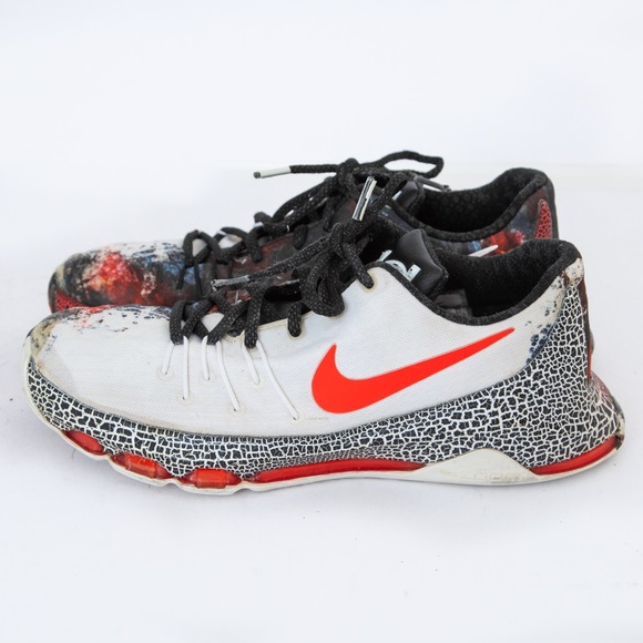 Nike KD 8 Christmas boy’s low top sneaker split design red & black graphic 7Y - Picture 6 of 16